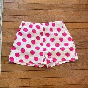 Xtaren High Waist Shorts - Pink Polka Dot on White